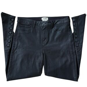 Like New L’AGENCE Piper Black Coated Button Ankle High Rise Jeans Sz. 30 $285.00